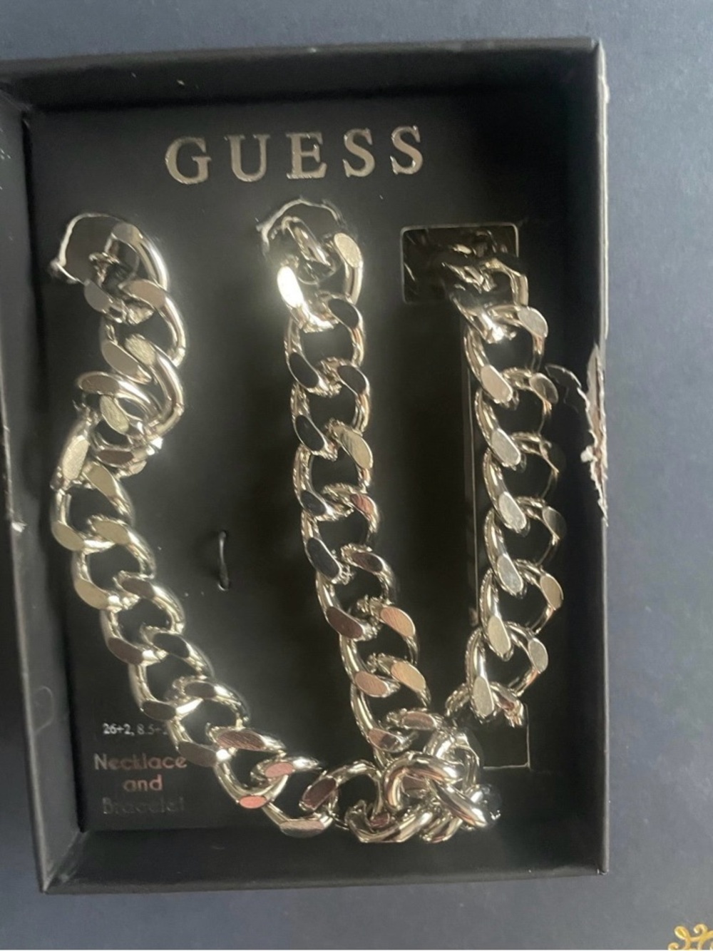 GUESS Silver-Tone Men’s Curb Chain Necklace & Bracelet Set